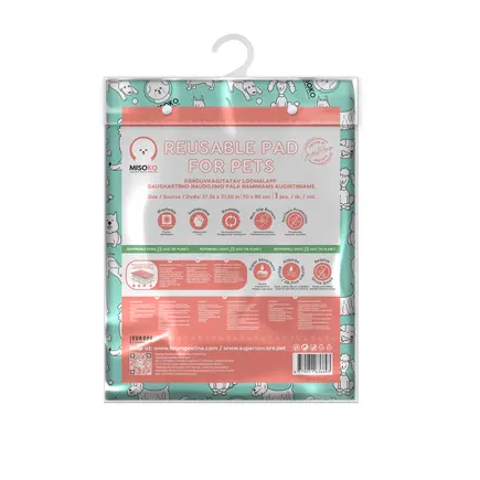 Misoko&Co Багаторазова пелюшка для собак, 70х80 см (цуценята), м'ятна, 1 шт.