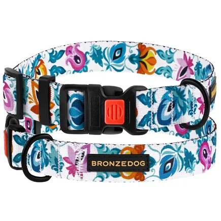 Нашийник для собак BronzeDog Urban Folk нейлоновий з пластиковою пряжкою білий S