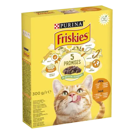 Сухий корм FRISKIES для дорослих котів з куркою та овочами 300 г