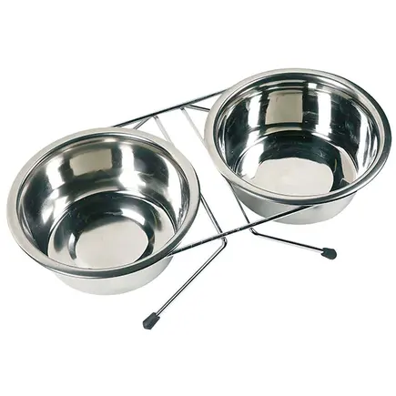 Flamingo Dinner Set ФЛАМІНГО ДІНЕР СЕТ 2 миски на підставці для собак, нержавіюча сталь d = 9-13 см