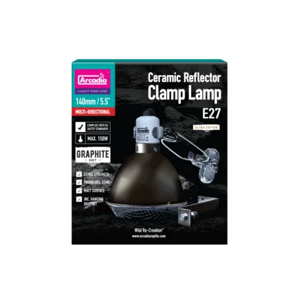 ARCADIA REFLECTOR CLAMP LAMP WITH CERAMIC HOLDER E27 14CM GRAPHITE (R2100070) світильник для тераріума