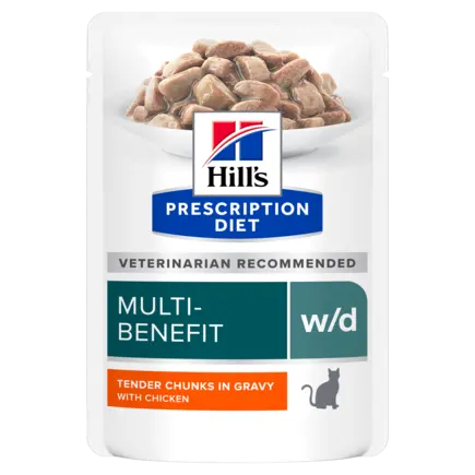 Hill’s Prescription Diet w/d Вологий корм для котів при цукровому діабеті та для контролю ваги, з куркою, 85 г