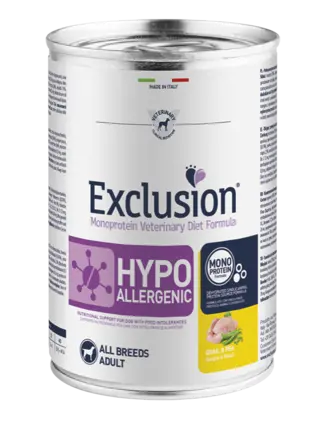 Консерва Exclusion Hypoallergenic з перепілкою для собак з харчовою алергією 400 г
