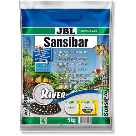 Світлий невеликий донний грунт з чорними камінчиками JBL Sansibar River, 5 кг