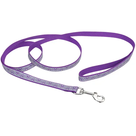Coastal Lazer Brite Reflective Leash КОСТАЛ ЛАЗЕР БРАЙТ світловідбивний повідець для собак, 1.6смХ1.2м Фіолетова ромашка