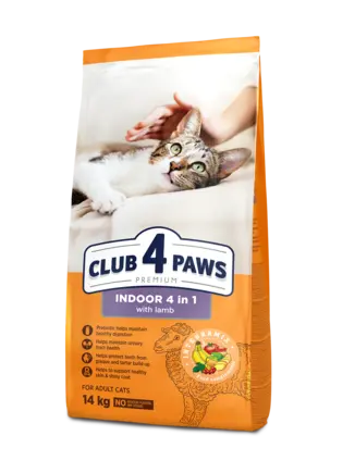 C4P Premium для котів, що живуть в приміщенні "4 в 1" з ягням, 14 кг