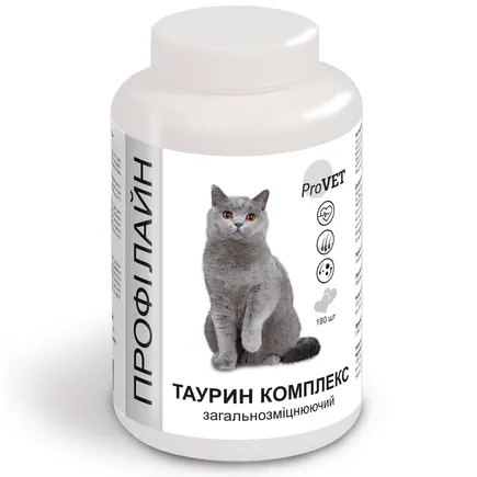 Вітамінно-мінеральний комплекс ProVET «Профілайн» Таурин для котів, загальнозміцнюючий 180 табл
