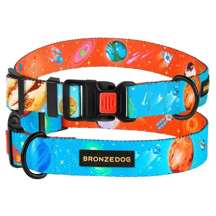 Нашийник для собак BronzeDog Urban Cosmos нейлоновий з пластиковою пряжкою Блакитний XL