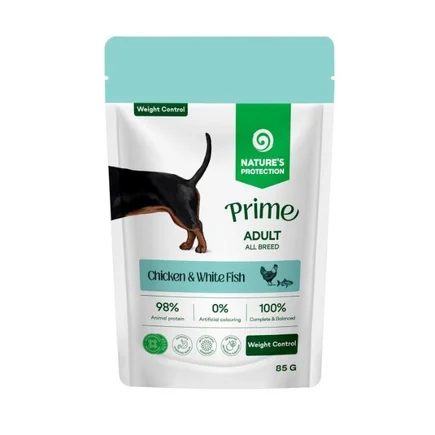 Nature's Protection Prime Weight Control Adult Dogs Chicken and White Fish Вологий корм для собак для контролю ваги з куркою і білою рибою, 85 г