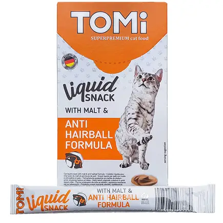 TOMi Liquid Snack Malt & Hairball ТОМІ ВИВЕДЕННЯ ШЕРСТІ з солодом рідкі ласощі для котів 0,015 кг