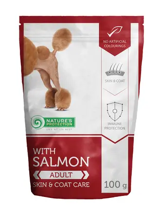 Пауч для дорослих собак з лососем Nature's Protection Skin&Coat Care 100г