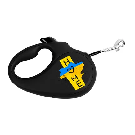 Повідець-рулетка для собак WAUDOG R-leash, малюнок "Дім", L, до 50 кг, 5 м, світловідбиваюча стрічка чорний