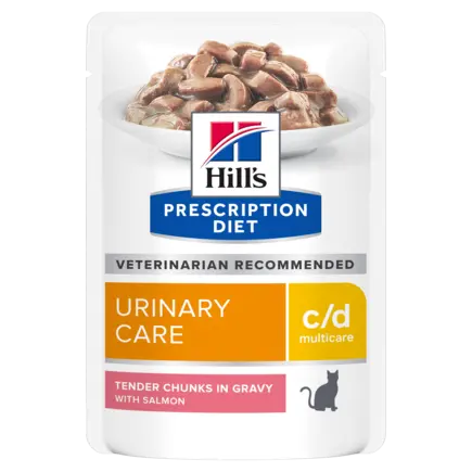 Hill’s Prescription Diet c/d Вологий корм для котів, догляд за сечовидільною системою, з лососем, пауч, 85 г
