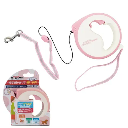 DoggyMan Retractable Lead Star ДОГГІМЕН СТАР повідець рулетка для собак до 10кг, трос 5м Рожевий