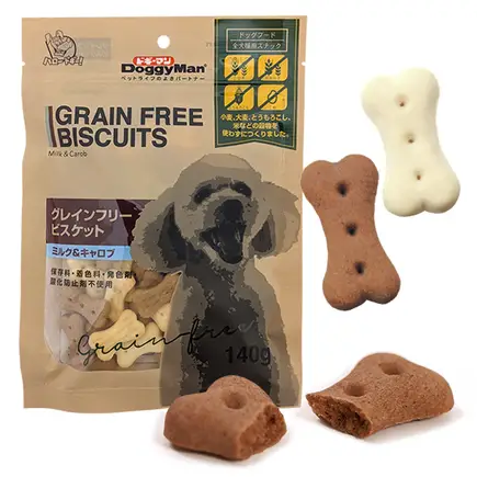 DoggyMan Biscuits Milk Carob ДОГГІМЕН БІСКВІТ МОЛОКО КЕРОБ беззернове печиво, ласощі для собак 0,14 кг