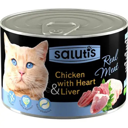 Salutis (Салютис) Real Meat Chicken with Heart Liver консерва для котів курка, серце, 190 г