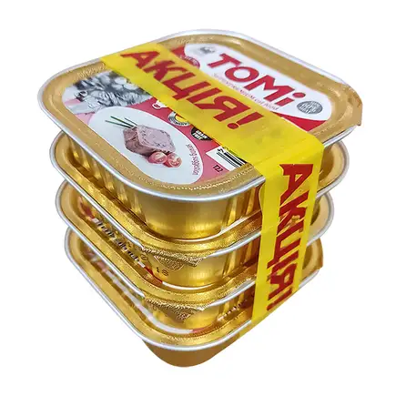 АКЦИЯ 3+1 TOMi Veal Poultry ТОМІ ТЕЛЯТИНА ПТИЦЯ консерви для котів, паштет 0,4 кг