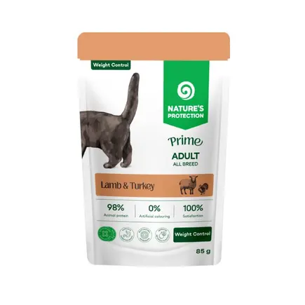 Nature's Protection Prime Weight Control Adult Cats Lamb and Turkey Вологий корм для котів для контролю ваги з ягням і індичкою, 85 г