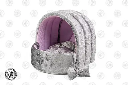 Лежанка Zoom Zoom Zoo Polka Velour сріблястий, оксамит, рожевий, розмір 1, 35х30х30 см