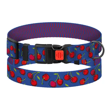 Нашийник для Собак BronzeDog Urban Fruits Нейлоновий з Пластиковою Пряжкою Вишні S