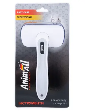 Пуходерка AnimAll Groom для собак і котів, з автоматичною системою очищення, сіра
