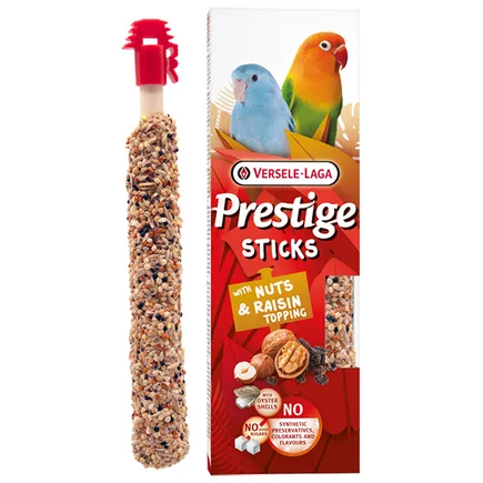 Versele-Laga Prestige Sticks Small Parrot Nuts & Raisin topping ВЕРСЕЛЕ-ЛАГА ПРЕСТИЖ ГОРІХИ ТА РОДЗИНКИ ласощі для хвилястих папуг 2х30г 0,06 кг