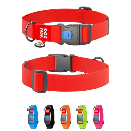 Нашийник для собак водостійкий WAUDOG Waterproof з QR паспортом, пластиковий фастекс, XXL, Ш 40 мм, Дов 46-70 см, червоний