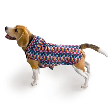 Дощовик для собак Barksi Textile з копюшоном Печворк XS