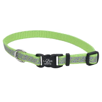 Coastal Lazer Brite Reflective Collar КОСТАЛ ЛАЗЕР БРАЙТ світловідбивний нашийник для собак, 1х20-30см Лайм