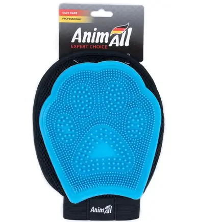 Рукавичка для вичісування шерсті AnimAll Groom для тварин, блакитна