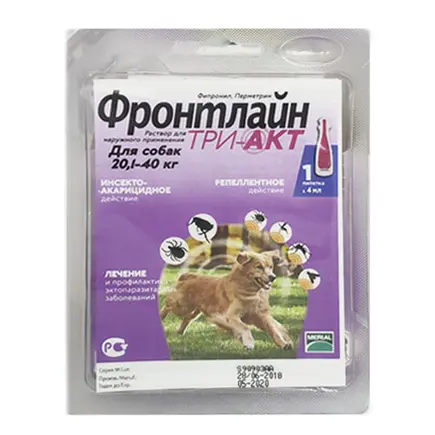 Краплі Boehringer Ingelheim Frontline TRI-AKT L проти ектопаразитів для собак від 20 до 40 кг, монопіпетка