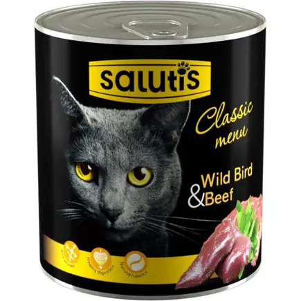 Salutis (Салютис) Classic Menu Wild Bird Beef консерва для котів дичина і телятина, 360 г