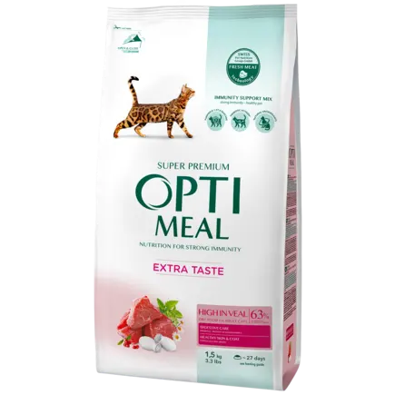 OPTIMEAL™. Сухий корм для дорослих котів з високим вмістом телятини, 1,5 кг