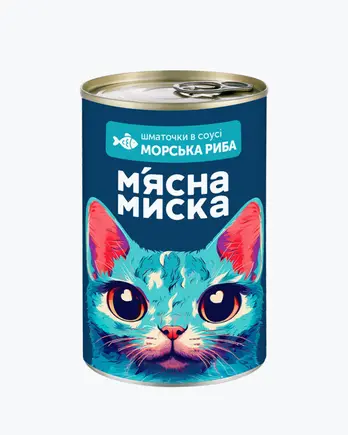 Вологий корм М'ясна Миска шматочки в соусі морська риба 415 г