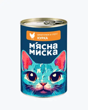 Вологий корм М'ясна Миска шматочки в соусі курка 415 г
