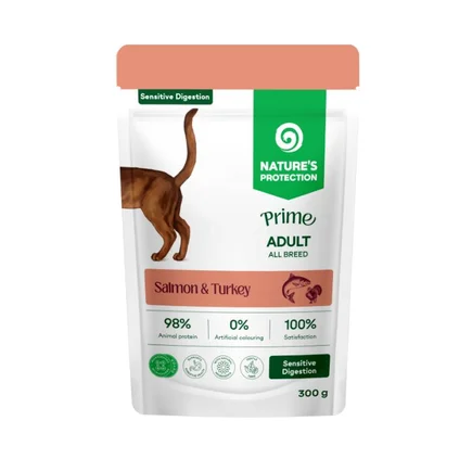 Nature's Protection Prime Sensitive Digestion Adult Cats Salmon and Turkey Вологий корм для котів з чутливим травленням з лососем і індичкою, 300 г