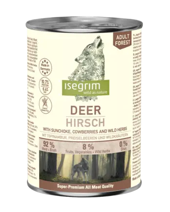 ISEGRIM Deer with Sunchoke, Cowberries & Wild Herbs 400 г. Вологий корм для собак. Оленина з топінамбуром, брусницею, травами