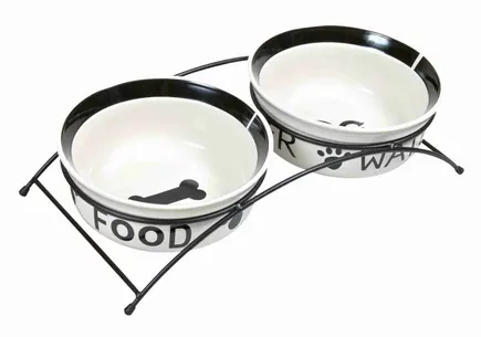 Миски Trixie Eat on Feet для собак, на металевій підставці, керамічні, 20 см, 2х1.6 л