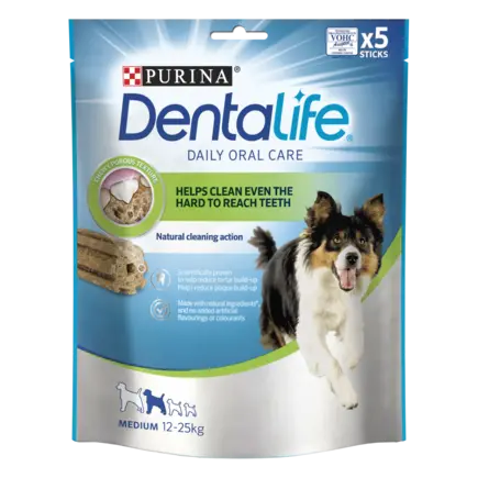 Ласощі DENTALIFE Medium для дорослих собак середніх порід для здоров'я зубів і ясен 115 г