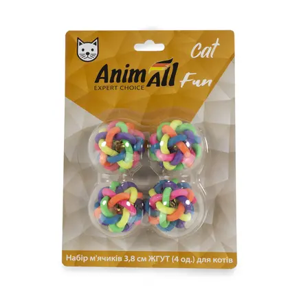 ТМ AnimAll Fun Cat, VP062 Набір м'ячиків ЖГУТ для котів- 4 шт.