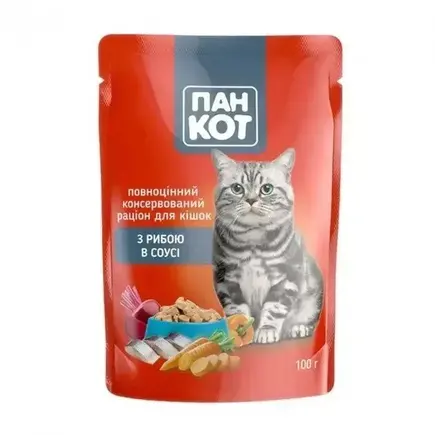 Вологий корм для кішок Пан Кіт з рибою 100г