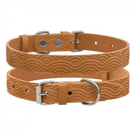Нашийник для Собак Шкіряний BronzeDog Classic з тисненням Гірчичний 2XS
