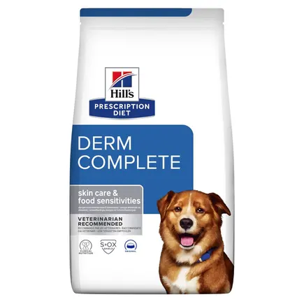 Hill’s Prescription Diet Derm Complete Сухий корм для собак при харчовій алергії та атопічному дерматиті, 4 кг