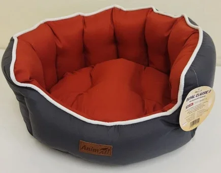 Лежанка AnimAll Rolyal Classic S GRAY - RED для собак і котів, сіро-червона, 48×42×20 см