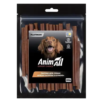 Ласощі для собак AnimAll Platinum М'ясні палички з качкою, 200 г