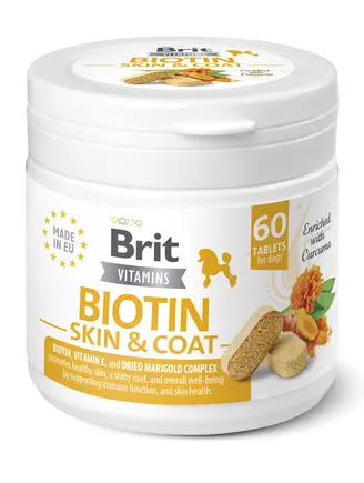 Вітаміни для собак Brit Vitamins Biotin Skin & Coat Care для шкіри та шерсті 60 таблеток