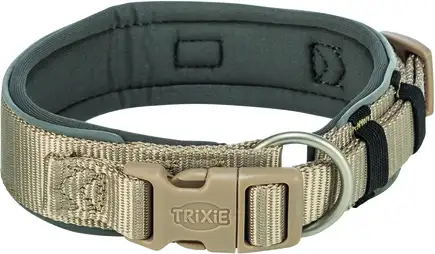 Нашийник Trixie Premium екстраширокий для собак S–M 33–42 см 35 мм пісочно-сірий