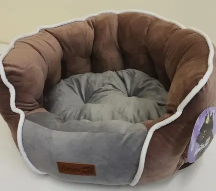 Лежанка AnimAll Rolyal Soft S COFFEE - GREY для собак і котів, сіро-коричнева, 48×42×20 см