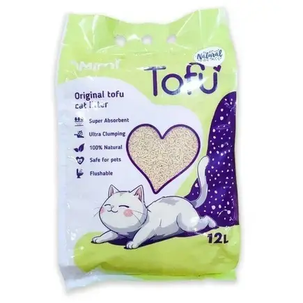 Соєвий наповнювач для котячого туалету MiMi CAT TOFU класичний, 12 л / 5,4 кг