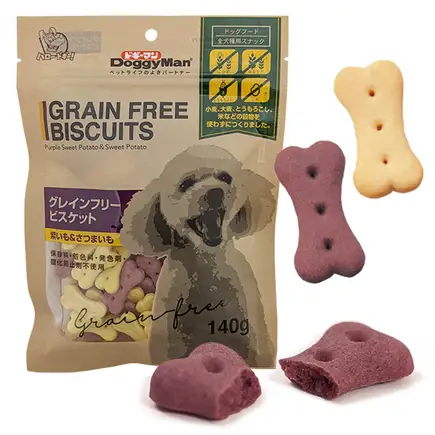 DoggyMan Biscuits Purple Sweet Potato&Sweet Potato ДОГГІМЕН БІСКВІТ ФІОЛЕТОВИЙ БАТАТ беззернове печиво, ласощі для собак 0,14 кг